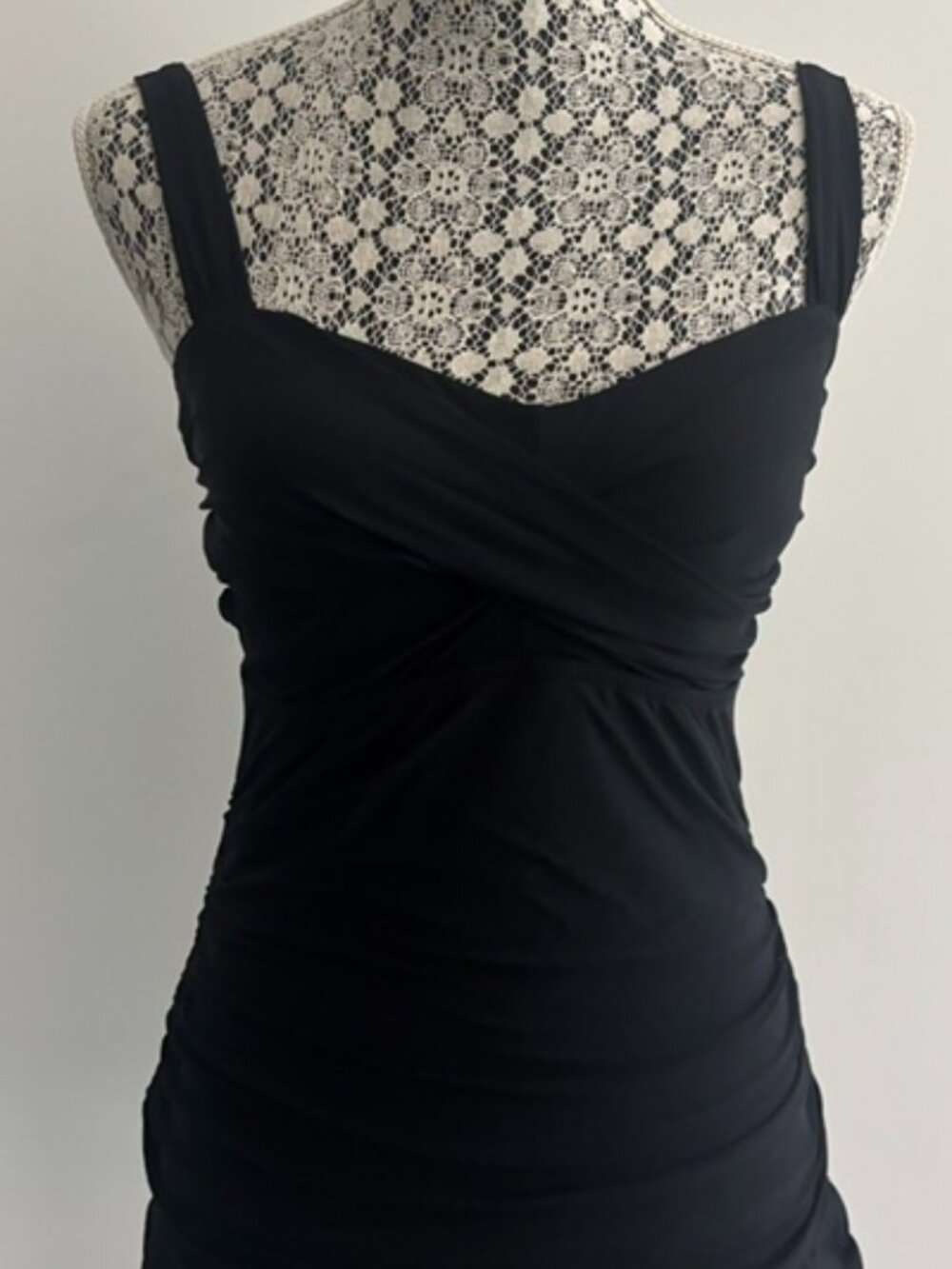 Long BLack Ruched Tankini Swimsuit Top - 8 - Picture 1 of 6